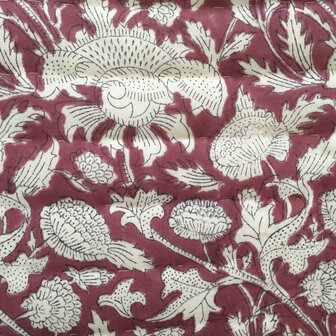  deken quilt tweepersoons reversible blockprint 17- framboos/roze-grijs