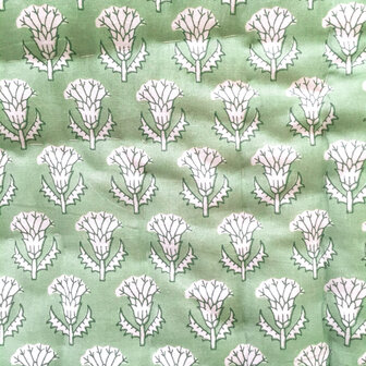  UITVERKOCHT - deken quilt tweepersoons reversible blockprint 18- roze/groen