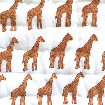 deken quilt kind reversible blockprint 2- giraffe/geel-groen