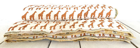  UITVERKOCHT- deken quilt kind reversible blockprint 2- giraffe/geel-groen