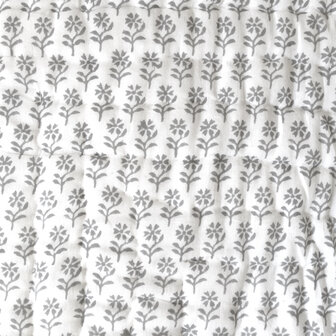 UITVERKOCHT- deken quilt eenpersoons reversible blockprint 1-chocobruin/grijs