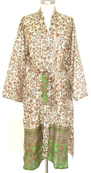 kimono recycled silk 5- off-white/groen tiny flower