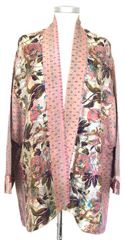 jacket kantha oversized recycled silk-3- pink and blue flower