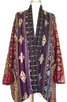 VERKOCHT- jacket kantha oversized recycled silk 11- kelim