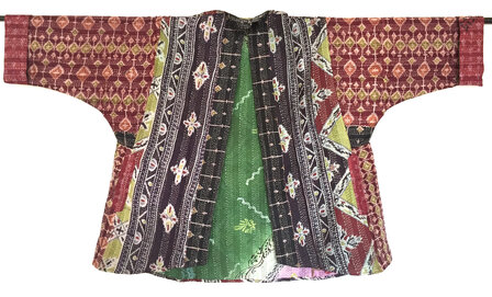 VERKOCHT- jacket kantha oversized recycled silk 11- kelim
