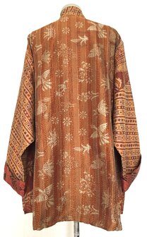 jacket reversible kantha oversized recycled silk 12- stone orange combo
