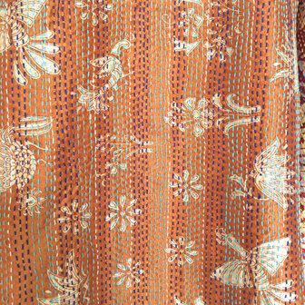 jacket reversible kantha oversized recycled silk 12- stone orange combo