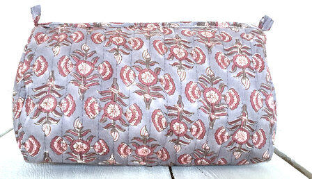  toilettas blockprint soft -lavendel blauw/roze 