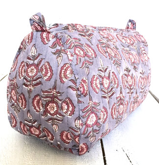 toilettas blockprint soft -lavendel blauw/roze 