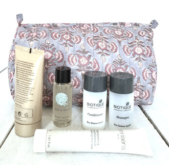 toilettas blockprint soft -lavendel blauw/roze 