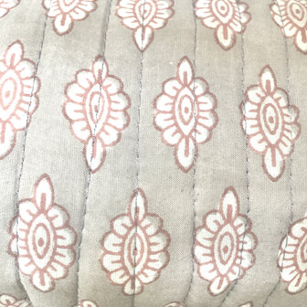 ALLE MATEN UITVERKOCHT-toilettas blockprint soft  in 3 maten -licht grijs/roze 