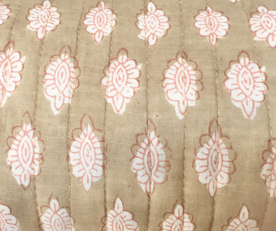 ALLE. MATEN UITVERKOCHT-toilettas blockprint soft  -khaki/roze 