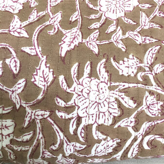 toilettas blockprint met kwastjes in 3 maten - roest rood maat M