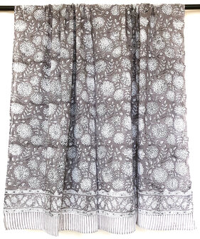 pareo/sarong/sjaal voilekatoen met hand-blockprint 4 warm grijs