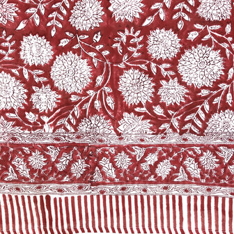 pareo/sarong/sjaal voilekatoen met hand-blockprint 6 framboos rood