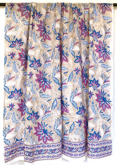 pareo/sarong/sjaal voilekatoen met hand-blockprint 13- skin/oud paars