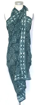 pareo/sarong/sjaal voilekatoen met hand-blockprint 16- indigo leaves