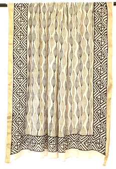 pareo/sarong/sjaal voilekatoen met hand-blockprint ethnic 2- ovals and squares