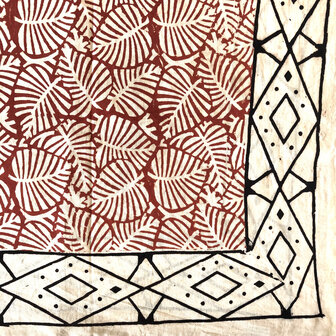 pareo/sarong/sjaal voilekatoen met hand-blockprint ethnic 4- red leaves graphic