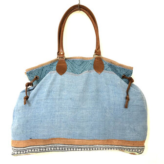 UITVERKOCHT- tas shopper XL vintage quilt 1- blauw/beige