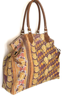tas shopper XL vintage quilt 3- paars/oranje