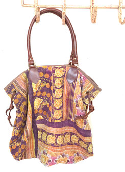 tas shopper XL vintage quilt 3- paars/oranje