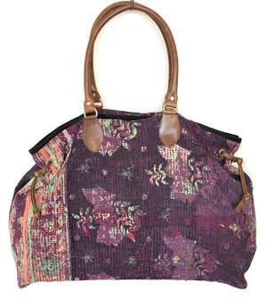 tas shopper XL vintage quilt 7- paars/roze/zwart