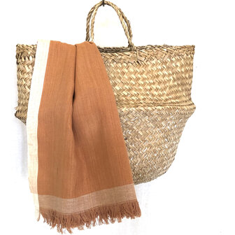  hammam/stranddoek gem&ecirc;leerd 8- terra/wit