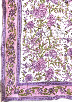 sjaal katoen blockprint 2- roze/lila