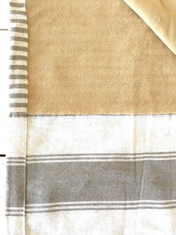 handdoek strand dubbellaags 1- streep grijs/beige