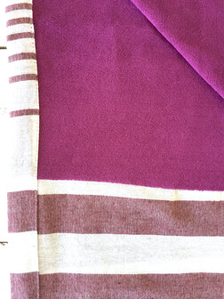 handdoek met badstof 2- streep donkerrood/roze