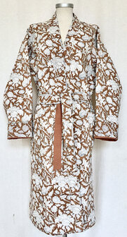 kimono quilted katoen -14 bruin/wit