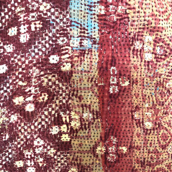 tas shopper XL vintage quilt 10 -donkerrood/wit/geel