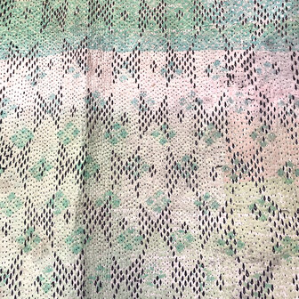  VERKOCHT- quilt kantha vintage katoen 1-  XL groen/zwart/roze