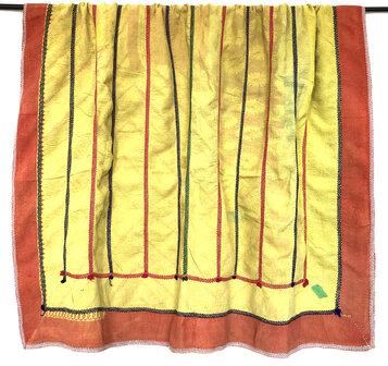  VERKOCHT- quilt kantha vintage katoen 12-  XL roze/oranje/geel