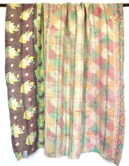 VERKOCHT-  quilt kantha vintage katoen 11- multi colour