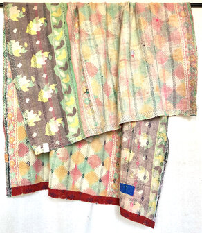 VERKOCHT-  quilt kantha vintage katoen 11- multi colour