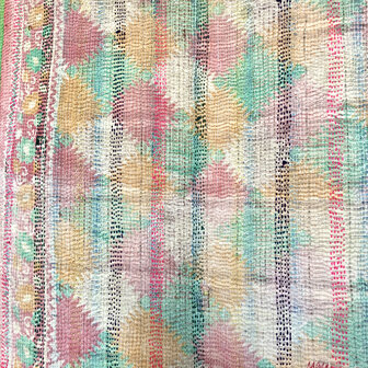 VERKOCHT-  quilt kantha vintage katoen 11- multi colour