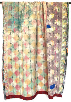 VERKOCHT-  quilt kantha vintage katoen 11- multi colour