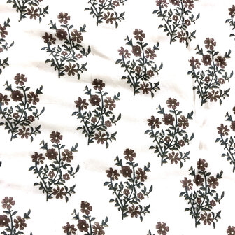 deken quilt eenpersoons reversible blockprint 3- licht bladgroen/d.groen-bruin