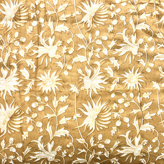 deken quilt eenpersoons reversible blockprint 5- terracotta/bruin-blauw