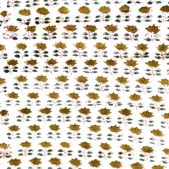 deken quilt tweepersoons reversible blockprint 8- vogel warm grijs-groen/mini lotus bruin