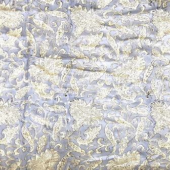 SORRY,  AL WEER UITVERKOCHT- deken quilt tweepersoons reversible blockprint 12- oud paars/sky blue