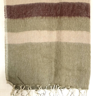 sjaal/omslagdoek mixed wool 2 - streep khaki-naturel-roest