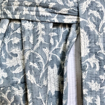 ochtendjas/kimono quilted katoen 4- jeans-blauw/wit