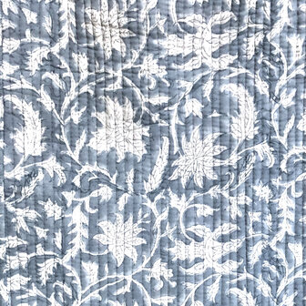 ochtendjas/kimono quilted katoen 4- jeans-blauw/wit