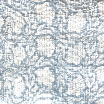  UITVERKOCHT- ochtendjas/kimono quilted katoen 7- pastelblauw/wit