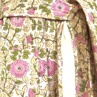  ochtendjas/kimono quilted katoen 9- roze/geel/groen