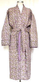  UITVERKOCHT- ochtendjas/kimono quilted katoen 11- groen/lila