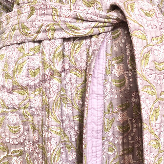  UITVERKOCHT- ochtendjas/kimono quilted katoen 11- groen/lila